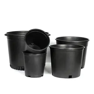 Lixin vende bem potes de berçário de plástico preto durável de 1/2/3/5/6/7/10/15 galões