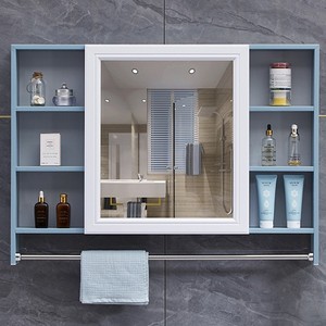 Bathroom Vanity Mirror Cabinet <b>Wall</b> Mounted <b>With</b> Shelf Waterproof Storage 60+In White Frame Illuminated <b>Plug</b> Powered - Product Image 2