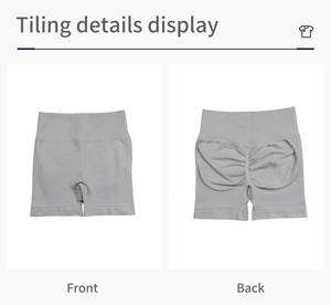 Short con Logo personalizzato senza cuciture per le donne con il sedere a vita alta sottile e asciugatura rapida <span class=keywords><strong>pantaloncini</strong></span> da Yoga per il Fitness solido e traspirante - Product Image 2