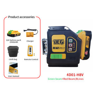 Niveau <span class=keywords><strong>laser</strong></span> DEGLASERS 8 lignes, 4 lignes vertes verticales, 4 lignes rouges verticales, 360° professionnel, avec batterie Li-ion rechargeable - Product Image 4