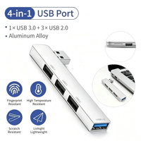 Hot Sale Aluminum Alloy Multi-Function Laptop Side-plug Docking Station USB 3.0 Splitter 4-In-1 USB Hubs With Custom Logo