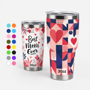 Mug de voyage isotherme réutilisable en acier inoxydable avec motif personnalisé (art, texte, cœur) pour cadeaux d'affaires et vente en gros - Product Image 1