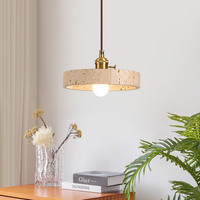 Suspension en travertin de luxe moderne nordique lustre suspendu à LED blanc minimaliste pour grandes chambres abat-jour en pierre alimenté par courant alternatif