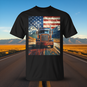 T-shirt graphique avec drapeau américain pour camionneur - Product Image 3