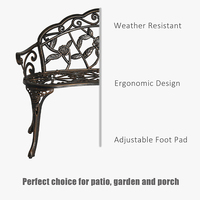 Mobilier de jardin extérieur en métal fonte d'aluminium antique Banc de patio Chaise de jardin