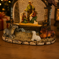 Beleuchtete Weihnachtskrippe LED Schneekugel Laterne Tragbare Heilige Familie Wasserglitzer-Licht für Innendekoration