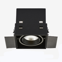 Projecteur à encastrer 12W carré réglable et rotatif à source unique COB LED Grille d'éclairage