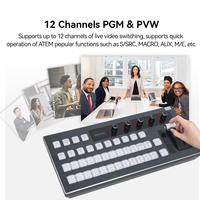 Equipo de transmisión de 12 canales, miniteclado negro magic atem studio hd blackmagic switcher vMix, panel de control de tablero de distribución