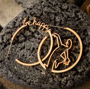 <span class=keywords><strong>Orecchini</strong></span> a Cerchio Personalizzati con Nome, Logo o Simbolo in Oro per Donna - Product Image 3