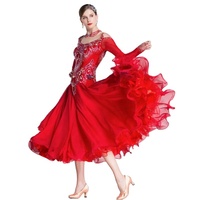 B-18339 Haute qualité nouvelle norme nationale moderne robe de danse sociale personnalisée salle de bal lisse danse robe en mousseline de soie pour la concurrence