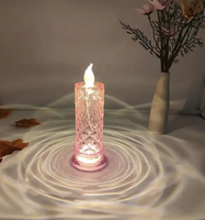 Bougie LED sans flamme en plastique en forme de rose avec halo de réfraction pour la maison, la Saint-Valentin, les anniversaires, les fêtes et les jours fériés