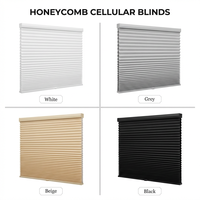 Stores alvéolaires modernes motorisés sans fil en tissu imperméable à isolation thermique, à motif horizontal, avec télécommande intelligente pour la maison