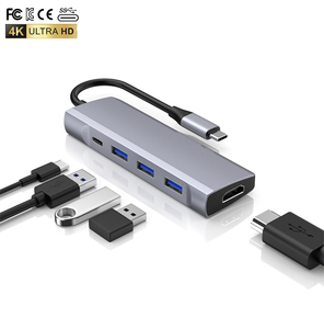 5in1 Type C Hub Ultra-<span class=keywords><strong>Slim</strong></span> Data USB Splitter hub hdmi avec 3USB3.0 + PD + 4K HDMI pour Book Laptop Surface <span class=keywords><strong>PS4</strong></span> Drive Flash Drive - Product Image 4