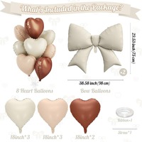 Ensemble de ballons en feuille métallisée nœud papillon mat, ballons rétro en forme de cœur, ballons à hélium pour révélation de sexe, ballons pour la Saint-Valentin, fournitures pour fêtes de mariage