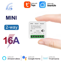 Mini interrupteur WiFi 16A, application Smart Life, contrôle bidirectionnel, module d'automatisation de la maison intelligente, interrupteur compatible avec Alexa Google Home