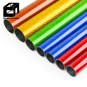 Customized Colored Carbon Fiber Tube Red Green Yellow Orange Blue Silver 3k Colourful Carbon Fiber Tube