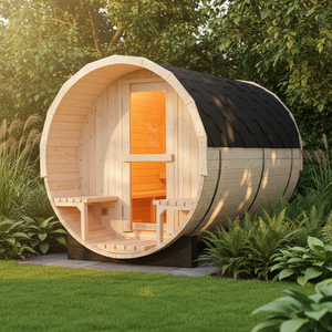Sauna de Barril de Madera de <span class=keywords><strong>Pino</strong></span> Blanco <span class=keywords><strong>Canadiense</strong></span> de Buena Calidad para Exteriores, Cabina de Sauna Familiar - Product Image 1