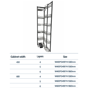Pull Out Modern Eco-Friendly Chrome Wire <b>Tall</b> Cabinet Basket 6 Layers Kitchen Cabinet Accessories Hardware Kitchen Pull Out Bask - Product Image 1