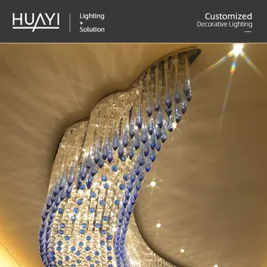 Nordic Glass Chandelier Project Customized Interior Pendant Light Chrome Nordic Hotel Lobby Luxury Modern Glass Crystal LED Chandelier