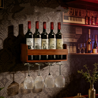 Porte-vin en bois pour mur, pour vin rouge et verres à pied / Idéal pour les maisons, les bars, les KTV / Indispensable pour l'exposition de vin en bois