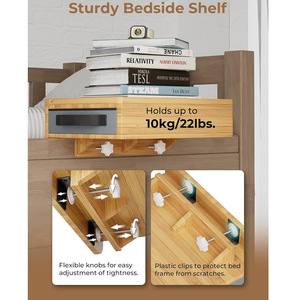 <b>Bamboo</b> Sofa Side <b>Table</b> With Cup Holder Pen Tray And Usb Slots For Bedside Use - Product Image 3