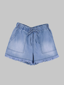 Fashion Summer Women's <b>Elastic</b> <b>Waist</b> Shorts Casual Short Pants Slim Solid Color Pocket Lady's <b>Jeans</b> Drawstring Short Pants - Product Image 2