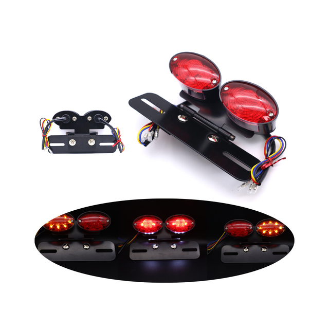 Motorcycle LED Tail Light License Plate Holder Integrated Brake Turn Signal Daytime Running Light Rear Lamp Modified Motorbike