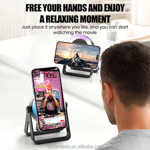 Support de téléphone à induction automatique avec haut-parleur RGB, support de téléphone multifonctionnel réglable avec son surround pour la maison, le bureau et le bureau à domicile - Product Image 6