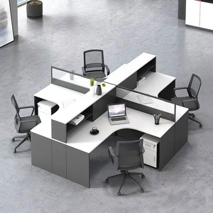 Escritorio de oficina de 4 plazas Escritorio de oficina en forma de L muebles de oficina - Product Image 5