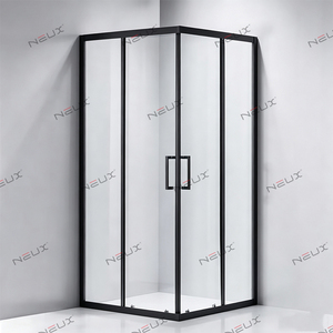 Caja <span class=keywords><strong>de</strong></span> baño <span class=keywords><strong>de</strong></span> aluminio negro Esquina simple Vidrio templado Rectángulo Puerta corredera Cabina <span class=keywords><strong>de</strong></span> ducha Habitación - Product Image 2