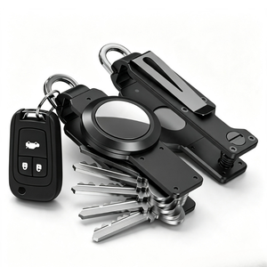 Aluminium sleutelorganizer voor AirTag tracker anti-verlies sleutelhouder met autosleutelring compacte EDC sleutelhanger tracker houder - Product Image 1