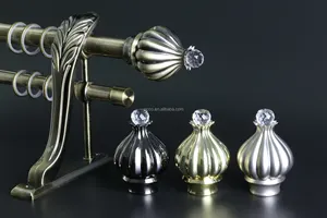 Decorative Metal Screw Mushroom Shape Diamond Crystal Glass Curtain Rod Pipe Pole End Finial