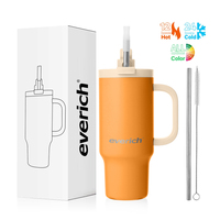 Bouteille de voyage Everich grande capacité 16 oz, couleur personnalisée, sans BPA, avec paille et couvercles 2-en-1