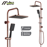 Ensemble de douche pour salle de bain d'hôtel, ensemble de douche à long col avec mitigeur thermostatique haute pression et pomme de douche dorée rose