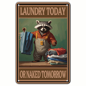 Vintage Metal Tin Signs <strong>Laundry</strong> Today or Naked Tomorrow for Retro Wall <strong>Decor</strong> <strong>Home</strong> Wall Signs 8x12inches - Product Image 2
