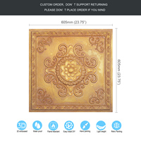 Plaques de plafond en PVC imitation peinture dorée vintage, design européen en relief, panneau mural intérieur, imperméable, décoration de salon de manucure PL08
