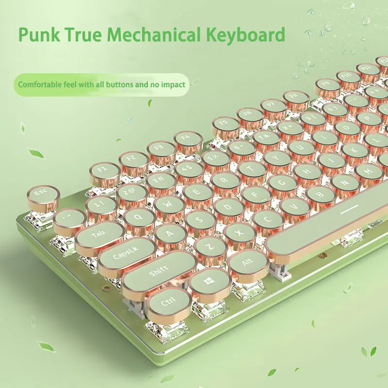 Hotswap Switch Classic Punk Keycap Wireless Typewriter Style Mechanical Gaming Keyboard Typewriter Mechanical Gaming Keyboard