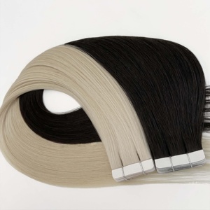 Extensiones de Cabello con Cinta Adhesiva Invisible, Extensiones de Cabello Virgen con Cinta Adhesiva, Extensiones de Cabello con Cinta Adhesiva USA, Lisas y Sedosas, Color Rubio Ceniza, Sin Enredos - Product Image 4