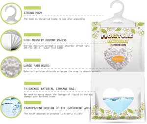 220 g/paquete de bolsas colgantes absorbentes de humedad sin fragancia, deshumidificador doméstico para armario, sótano, almacén, armario, humedad - Product Image 2
