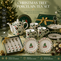 Ensemble de tasses à café, thé et lait en céramique avec motif de sapin de Noël, pour cadeaux de Noël et fêtes saisonnières