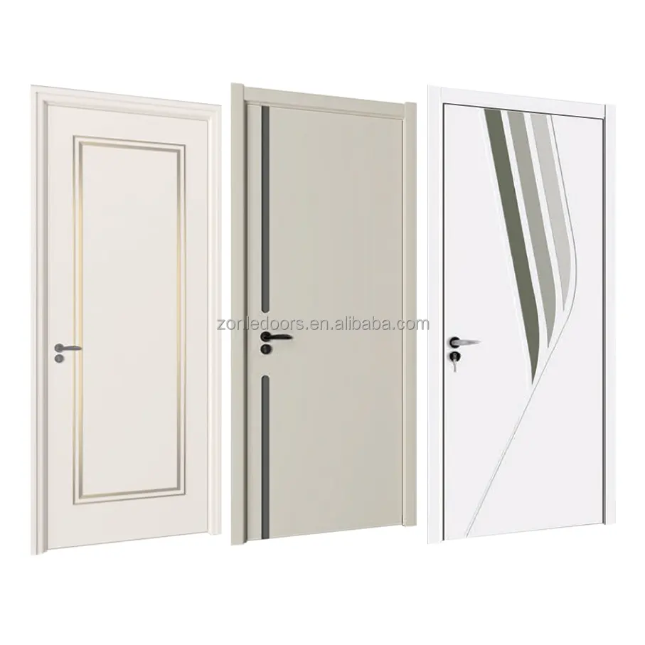 Modern Design Soundproof Hotel Door Internal Bedroom Waterproof Wpc Pvc Solid Interior Wooden Doors For Room With Smart Lock