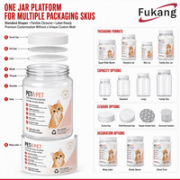 Emballages personnalisés en plastique transparent RPET pour aliments pour animaux de compagnie, étiquettes personnalisées, conformes aux normes alimentaires, recyclables, service d'approvisionnement direct usine, lot de bocaux pour animaux de compagnie avec couvercles