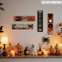 Pancarte en métal vintage verticale avec motif de chauve-souris pour Halloween