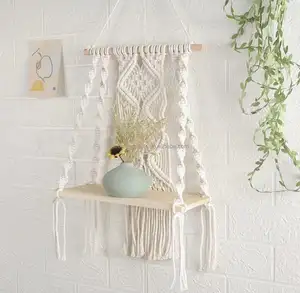 Handmade Macrame Decoration Floating Boho Shelf Display Rack to Organize and Decor