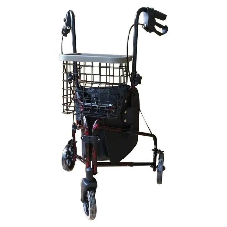 Ro517 Driewielige Rollator Met Mand Lichtgewicht Aluminium Rollator Gebruik Voor Winkelen Ouderen Opvouwbare Rollator