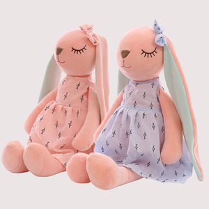 Peluche Lapin Rose à Longues Oreilles, Jouet en Peluche Doux et Ultra-Doux, Rembourré en Coton PP, Coussin de Sommeil Réconfortant avec Nœud Floral - Product Image 6