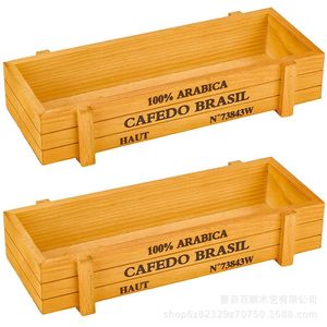 Wooden Plant Box Rectangular Desktop Storage For Flowers <b>Succulents</b> Mini Landscape <b>Pot</b> Yellow Solid Color - Product Image 1