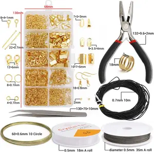 Jewelry Making Kits Necklace Chain Earring Hooks Head Pins Jump Rings Lobster Clasp DIY Jewelry Findings Set Supplies