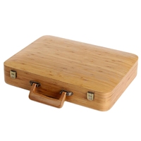 Boîte de rangement artisanale en bambou naturel avec poignée et loquet métallique pour sac à main, valise, papeterie, cadeaux et emballages