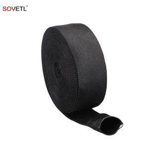 Manchon en aramide ignifuge <span class=keywords><strong>Tube</strong></span> en Kevlars noir ignifuge Double couche résistant aux hautes températures Sangle tubulaire en aramide tissée - Product Image 2
